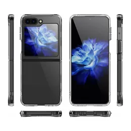 Samsung Galaxy Z Flip5 5G 2mmアクリルのウルトラクリアクリアシンプルデザイン携帯電話ケース1.8 mm TPUハイブリッド透明な厚いスリム衝撃カバー