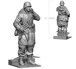 Fotografia 1/24 75mm 1/18 100 mm Modello di resina Soldato tedesco Figura di stampa 3D non dipinta No Colore RW040