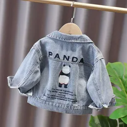 Jackor Girls Denim Coats Spring Fall Jean Outerwear Tops Märke Småbarn Kids Jacket Clothoon Panda Print Coats for Children 2-6Y 230627