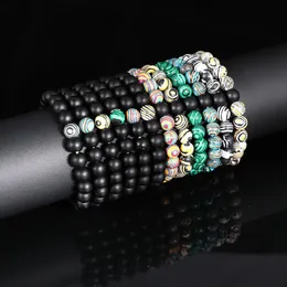 Braccialetto di perline arruffate di malachite da 8 mm Bracciale per uomo donna Yoga Healing Balance