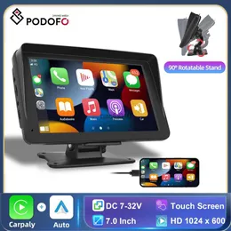 S Podofo 7 '' CarPlay Monitor för Universal Multimedia Video Player Wireless CarPlay Android Auto Car Radio för Nissan Toyota L230619
