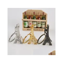 Keychains Lanyards New Cool Retro France Paris Eiffel Tower Model Söt Mini Car Bag Keychain Keyring KeyFob For Uni Lover Drop Del Dhhg4