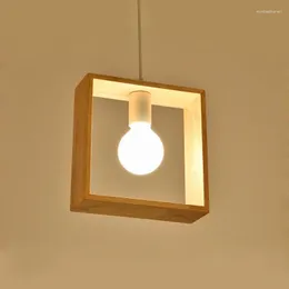 Candeeiros pendentes Luminárias de madeira geométricas LED Lâmpada de teto criativa Industrial Moderna Suspensão Lustre Bar Café Sala de estar Escritório