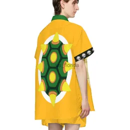 Mäns casual skjortor cloocl män casual skjortor tecknad bowser 3d tryck kort ärm hawaii skjorta manliga kvinnor för sommarstrandsemester cosplay kostymer j230628