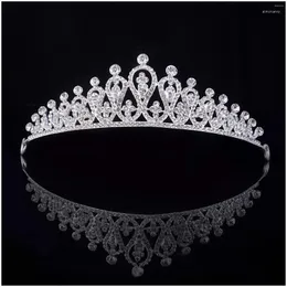 Haarspangen Brautkrone Kopfbedeckung Stil Silber Farbe Kristall Kleid Zubehör Tiara Frauen Hochzeit Strass Schmuck