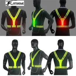 Cycling Jackets Outdoor Adjustable LED Reflective Running Vest Glowing Reflector Straps Safety Gear for Men Women Night Running Hiking 230627