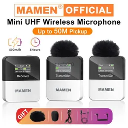 S MAMEN MINI UHF Wireless MicroPhoneシステムモニター機能を備えたVLOGインタビューのための50m送信Lavalier Microfone L230619