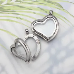 Colares com pingente em forma de coração vidro flutuante medalhão de memória medalhão de aço inoxidável (sem pingentes sem correntes)