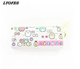 Bolsas de desenho animado fofo sumikko gurashi pu de grande capacidade para bolsa de lápis case de casca de lápis, organizador de zíper para estudantes da escola