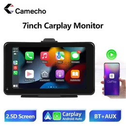 S Camecho Universal 7inch Car Radio MultimediaビデオワイヤレスカープレイAndroid Auto Car Play Touch Screen MonitorタブレットスマートTV L230619