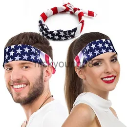 Bandanas 50x50CM Unisex Cotton Sport Pocket Square Scarf American Flag Stripes Star Print Headband Bandana Hip-Hop Wristband Hair Wrap x0628