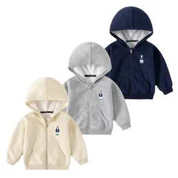 T Shirts Boys Hoodies Kids 3 8y Long Sleeve Spring Autumn Boy Zipper Jacket Sport Outdoor Coat Solid Grey Navy Children Cotton 230627