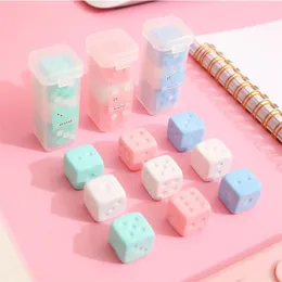 Eraser 24 box/lot Creative Dice Modeling Eraser Cute Writing Drawing Rubber Pencil Eraser StationeryGifts Office School Supplies