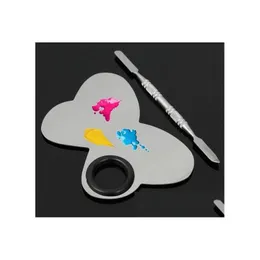 Ögonbrynverktyg Stencils Butterfly Rostfritt stål Makeup Mixing Palette Nail Art Eye Shadow Spata Drop Delivery Health Beauty Access DHTQV