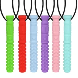 Sensory Chew Necklace Upgrade Textured Saber Chewing Pendant Silicone Teethers Oral Motor Chew Toys Chewlery Necklace for Infant