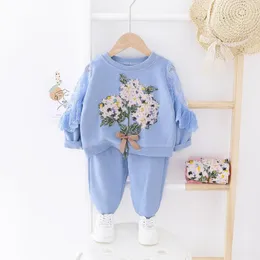 Set di abbigliamento Primavera Autunno Set per bambini Fashion Baby Girl Outfit 2 pezzi Suit Coat Pant Cartoon Cotton Clothes