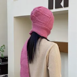 Schals MoriBty Winter Gestrickte Kapuzenschal Frauen Luxus Solide Warme Fleece Halsbänder Wraps Dicken Winddicht Hijab Bufandas Snood 2023