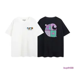 Mode mäns och kvinnors t-shirt verktyg varumärke carhart ny 2023 sommararbetskläder märke tecknad graffiti färg tryckt kortärmad 9ybh