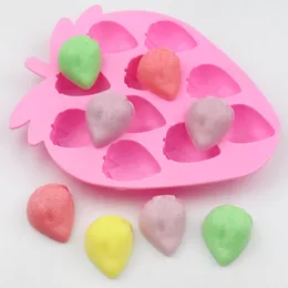 100st Silicone Strawberry Unique Novely Ice Cube Tray Ice Mold Box Molds Silica Chocolate Mold Candy Mold Cake Pink Color