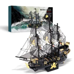 3D Puzzles Piececool 3D Metal Puzzles Black Pearl Jigsaw Assembly Model Kits DIY Pirate Ship för vuxna födelsedagspresenter för tonåringar 230627