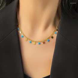 Choker Migga rostfritt stål Mini Moon Star Pendants Chain Halsband för kvinnor Guldfärgpläterade inte smycken