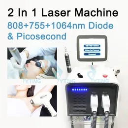Remoção de pêlos a laser de diodo de três comprimentos de onda 808nm remoção de tatuagem de picossegundo 2 em 1 máquina de remoção de sardas de pigmentação