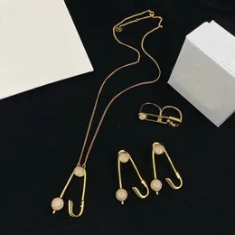 Fashion Banshee Gold Necklace Bracelet Sets Spherical diamond studded pin Paper clip pendant Brass Ladies Designer Jewelry Birthday Anniversary Gifts XMS22 --03