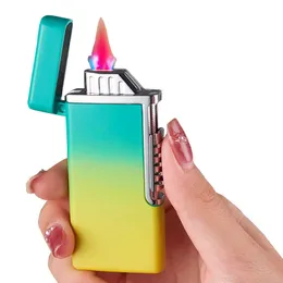 New Flat Pink Flame Gas Lighter Antivento Oblate Jet Butano Torcia Sigaretta Accessori per fumatori Regalo per uomo No Gas