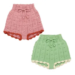 Shorts EnkeliBB Child Girl Summer Knit Bloomers Misha and Puff Baby Girl Lovey Shorts For Summer Pop Corn Ball Blommer Toddler Bottoms 230627