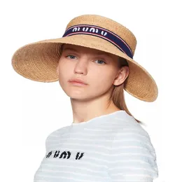 Women's summer sun shading breathable designer Bucket hat casual outdoor vacation travel appointment letter embroidery sun proof straw hat