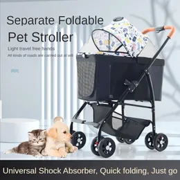Dog Car Seat Covers Folding Lightweight Pet Stroller Dogs And Cats Four-Wheel Absorber Out Trolley Teddy Cat