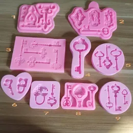 Baking Moulds 1PCS Vintage European Shape Many Kinds Of Key Silicone Lace Cake Mold Ice Jelly Candy Fondant Bakware DIY