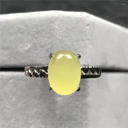 Cluster Rings Genuine Natural Yellow Amber Gemstone Ring Jewelry For Women Lady Men Luck Love Gift Reiki 10x8mm Beads Adjustable