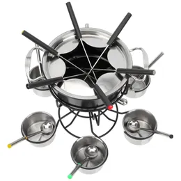 Forks Fondue Pot Set Chocolate Cheese Stove Steel Stainless Melting Maker Butter Warmer Electric Cooking Cast Iron Base Fork Cream 230627