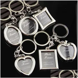 Keychains Lanyards Top Quality Alloy Creative Mini Frame Put Po Key Chains Heart Apple Square Drop Delivery Fashion Accessories Dhglu