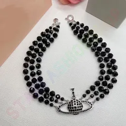 Black Necklace New Designer Pendant Necklaces Luxury Brand Women Jewelry Saturn Chokers Metal Pearl Planet Chain necklace cjeweler Trend For Woman Fashion000