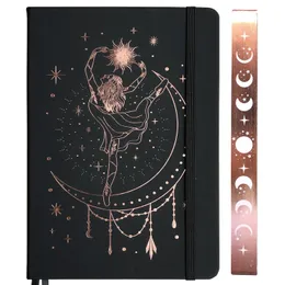 Notizblöcke „My Girl Dance“, 180 g/m², Bambuspapier, gepunktetes Tagebuch, Notizbuch mit Punktraster, ROSÉGOLD-Kanten und Gravur MOONS BUJO Lovers 230627