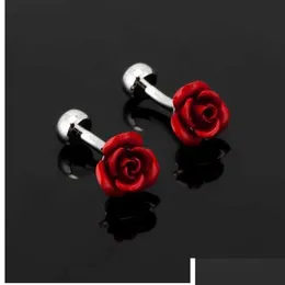 Cuff Links Luxury Fashion Red Rose Cufflink For Mens Women Vintage Antique France Shirt Men Jewelry Drop Delivery Dhgarden Cufflinks Dhnuj