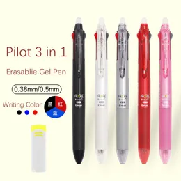 Pensje 1PC Pilot Frixion wymazalny żel Pen LKFB60EF 0,5 mm 0,38 mm 3 w 1 czarny niebieski czerwony z 1 kumplem japońskim materiałami szkolnymi