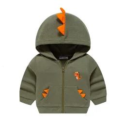 T shirt Karikatür Nakış Dinozor Çocuk Hoodie Ceket Çocuk Hırka Kazak Erkek Kız Bebek Fermuar Kabanlar Ceket 230627