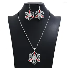 Collares pendientes LZHLQ Copo de nieve Collar largo Conjunto Suéter Cadena Metal Cristal Rhinestone Conjuntos Colgantes Mujeres Joyería Collier