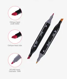 Markörer Bamile 30/40/60/80 Färgmarkörer Manga Ritning Markörer Pen Alkoholbaserad skiss FeltTip Oily Twin Brush Pen Art Supplies