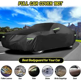 Covers 190T Waterproof pełny pokrywę samochodu dla Dodge Challenger Rain Snow All Peather Ochrona przeciwpyłowa Odporna na zarysowanie czarne okładki 230628