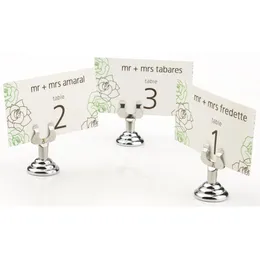 Decorative Objects Figurines 1 5 8" Wedding Place Card Holder Desk Table Top Metal Sign Stand Label Clip Double arm Clamp Round Base Silver 230628