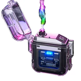 Wasserdichtes Feuerzeug, winddicht, elektrische Taschenlampe, transparent, Plasma-ARC, USB-wiederaufladbare Feuerzeuge, Outdoor-Camping-Geschenk