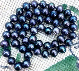 Collier de perles rondes de perles de culture noires de Tahiti de 8 à 9 mm naturelles 18 à 50 pouces