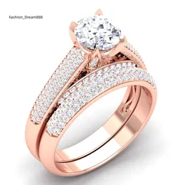 スカロップブリッジビンテージラウンドカットナチュラルダイヤモンドsi-h/i 14kローズゴールドダイヤモンド半分永遠の婚約結婚指輪