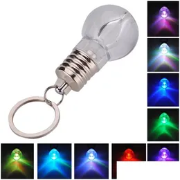 Keychains Lanyards Creatored Colorf Changing LED Lamplamp Light Mini BB Lamp Key Chain Clear Torch Keyring Novelty Christmas Gif Dhlz8