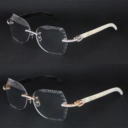 Дизайнерский муассанитовый бриллиантовый набор оправы очки женские винтажные мужские оригинальные белые микс черный рог буйвола раковины оптические очки без оправы мужские деревянные очки новые