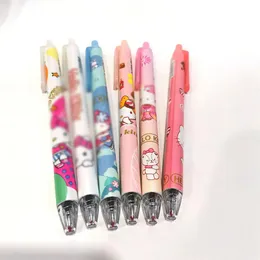 Pennor 10 Box/Lot Kawaii Cat Dog Press Gel Pen Söt 0,5 mm svart bläck Neutral pennskolans skrivningstillbehör PREMOTIONAL Present